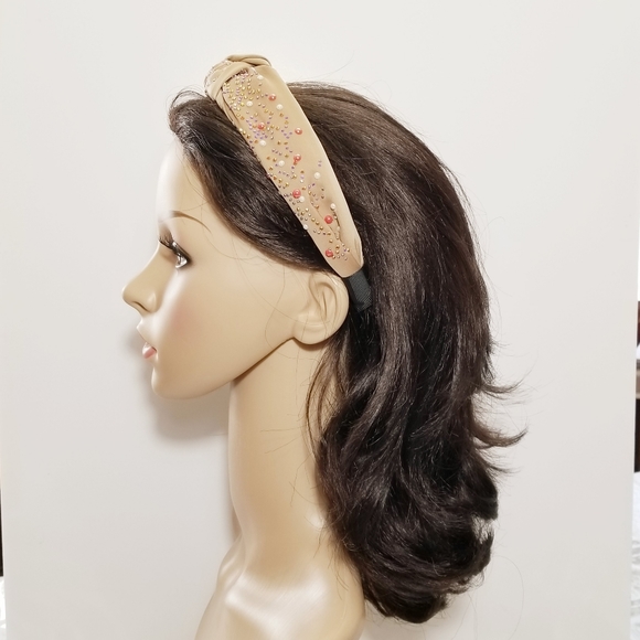 Beaded Women's Headband. Nude. New - Picture 3 of 7